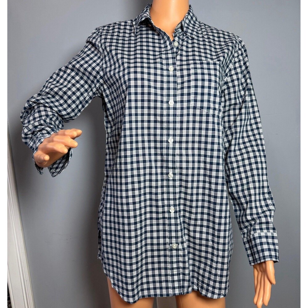 Banana Republic Soft Wash Shirt Women S Navy White Gingham Plaid NWT Button Down